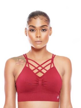 Strappy Crisscross Sports Bra - Red